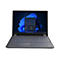 Dunkelgrauer Laptop, Display mit Windows-Hintergrund. Tastatur, Touchpad und roter Trackpoint. Das Logo ThinkPad ist sichtbar.