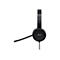 Casque Lenovo noir avec microphone sur fond blanc.