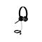Casque Lenovo noir avec serre-tête, oreillettes, microphone et câble USB, sur fond blanc.