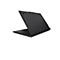 Schwarzes Laptop mit geöffnetem Deckel, Tastatur und Lenovo Logo. Thinkpad Logo ist sichtbar.