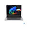 Grauer Laptop mit offenem Display, das eine farbenfrohe Grafik und eine App-OberflÃ¤che zeigt. Auf weiÃŸem Hintergrund. Intels Logo.