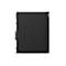 Ein schwarzer PC-Tower im Seitenprofil mit Lenovo-Logo.
