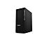Schwarzer Tower-PC mit ThinkStation-Logo. Auf weißem Hintergrund.