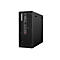 PC tour noir, vue de face, avec logo ThinkStation, ports et motif en grille.