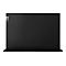 Ordinateur portable Lenovo noir, vue arrière. Petit logo en haut à gauche.