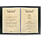 Open menu in a black frame. Appetizers are listed on the left and main courses on the right against a cream-colored background.