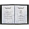 Opened menu of the restaurant Schloss Glienicke. Text on the left, dishes and prices on the right. Black border.