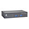 Schwarzer 16-Port PoE Netzwerk-Switch von LevelOne mit DIP-Schaltern auf der Vorderseite.