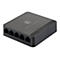 Schwarzer 5-Port Fast Ethernet Switch von LevelOne vor weißem Hintergrund.