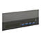 Dunkelgrauer LevelOne FGP-3400 Fast Ethernet PoE-Switch mit LED-Anzeigen und blauen DIP-Schaltern.