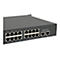 Netzwerk-Switch mit nummerierten LAN-Ports vor neutralem Hintergrund.