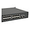 Ein schwarzer Gigabit-LAN-Switch mit mehreren Ethernet-Ports, beschriftet mit Nummern.