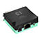 LevelOne FPS-1031 Parallel Print Server mit schwarzem Gehäuse und minzgrüner Unterseite auf weißem Grund.