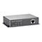 Grauer Gigabit PoE Repeater mit Beschriftungen und Kontrollleuchten. Aufschrift: Power, Data, PoE Out/In.