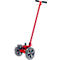 Red trailer mover with handles, two wheels, and black handle.
