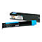 Cartouche de toner Lexmark X950X2CG. Cartouche noire avec des accents turquoise et boîte. Imprimé: X950X2CG.