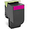 Schwarze Tintenpatrone mit magentafarbener Oberfläche, grünem Deckel.