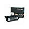 Schwarze Lexmark-Tonerpatrone und -Verpackung. Auf der Verpackung steht "LEXMARK", und "T650X11E".