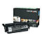 Schwarze Lexmark-Tonerpatrone und -Verpackung. Auf der Verpackung steht "Lexmark". Auf der Kartusche steht "T654X11E".