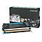 Blau-schwarze Lexmark Tonerkartusche und Verpackung. Aufdruck: C734A1CG.