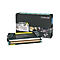 Lexmark C736H1YG Gelb-Toner, neben der schwarzen Verpackung, mit Produktinformationen.