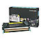 Lexmark Tonerkartusche C736H1YG mit Verpackung vor weißem Hintergrund. Schwarze Box mit Produktinformationen.