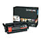 Schwarze Lexmark-Tonerpatrone und -Verpackung. Auf der Verpackung steht "LEXMARK" und "True. Image. Always.".