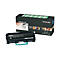 Lexmark Tonerkartusche und Verpackung. Schwarze Patrone, grüne Halterung, schwarze Verpackung mit Logo und Produktbezeichnung.