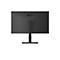 Vue arrière d'un moniteur LG noir avec un pied stable sur un fond neutre.