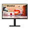 LG Monitor mit modernem Standfuß und abstraktem, farbenfrohem Hintergrundbild auf dem Display.