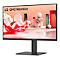 Un moniteur LG QHD avec un cadre et un socle noirs, une représentation abstraite est visible sur l'écran.