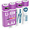 Li-Ion Akkus ANSMANN Mignon AA, 1,5 V, Typ 2000 (min. 1800 mAh), 3,26 Wh, Type C Ladung, 4 Stück