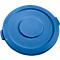 Blue, circular lid with a raised center and handles.