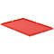 Red plastic tray with a surrounding edge. There are cutouts in the corners.