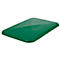 Green rectangular lid with rounded corners and a slightly raised surface.