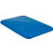 Blue, rectangular cushion on a white background. Rounded corners and slightly raised surface.