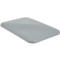 Gray rectangular cover with rounded corners. It is slightly curved and appears to be made of plastic.