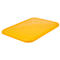 Yellow rectangular object with sloping edges, photographed from above.