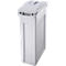 White, rectangular trash can with lid. Recessed handle and built-in recesses.