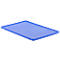 Blue rectangular plastic tray with raised edges.