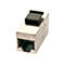 Connecteur RJ45 en métal avec fermoir pliable noir. Texte CAT.6.