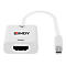 Adaptateur LINDY blanc avec connecteurs DisplayPort et HDMI.