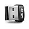Gros plan sur un adaptateur USB noir avec un connecteur argenté et le logo Lindy en blanc.
