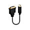 Câble DVI vers DisplayPort noir sur fond blanc.