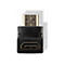 Adaptateur HDMI noir, contacts plaqués or, sur fond blanc.