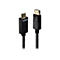 Zwei schwarze Kabel, eines mit HDMI-Anschluss, das andere mit DisplayPort-Anschluss, isoliert auf weißem Hintergrund.