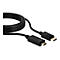 Ein schwarzes Lindy-Kabel, das DisplayPort- und HDMI-Anschlüsse besitzt.