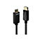 Schwarzes LINDY-Kabel mit HDMI- und DisplayPort-Steckern. Die Stecker sind goldfarben, das Kabel ist schwarz.