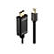 Schwarzes LINDY-Kabel mit HDMI- und Mini-DisplayPort-Anschluss. Auf dem Stecker steht 'Monitor'.