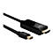 Ein schwarzes HDMI-zu-Mini-DisplayPort-Kabel. Auf dem HDMI-Stecker steht "LINDY DISPLAY", auf dem anderen "SOURCE".
